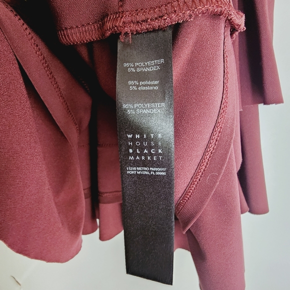 WHBM Burgundy Ruffle Layer Strap Lace Up Sleeveless Blouse L - Picture 4 of 5